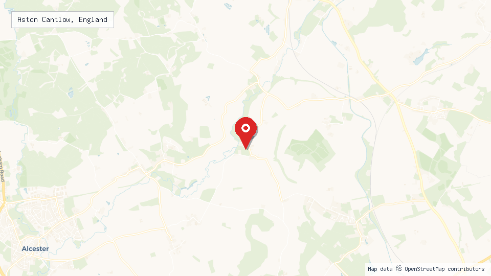 Street map of Aston Cantlow, England with location pin