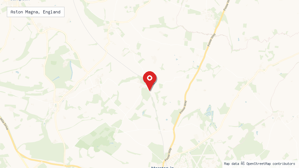 Street map of Aston Magna, England with location pin