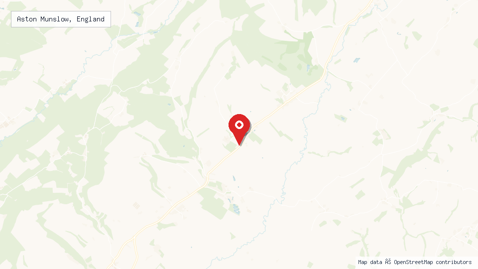 Street map of Aston Munslow, England with location pin