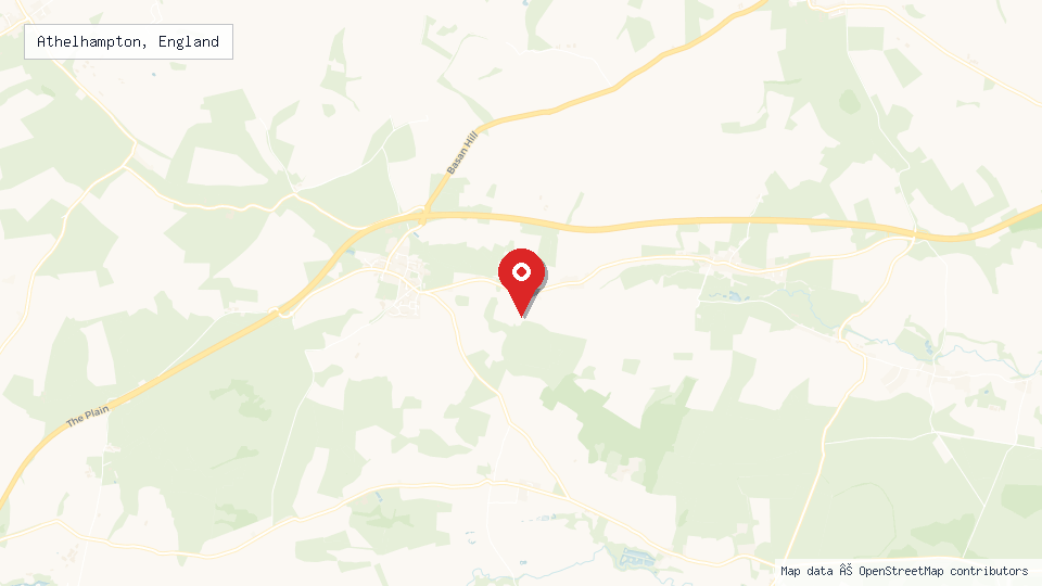 Street map of Athelhampton, England with location pin