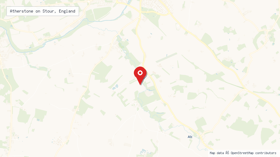 Street map of Atherstone on Stour, England with location pin