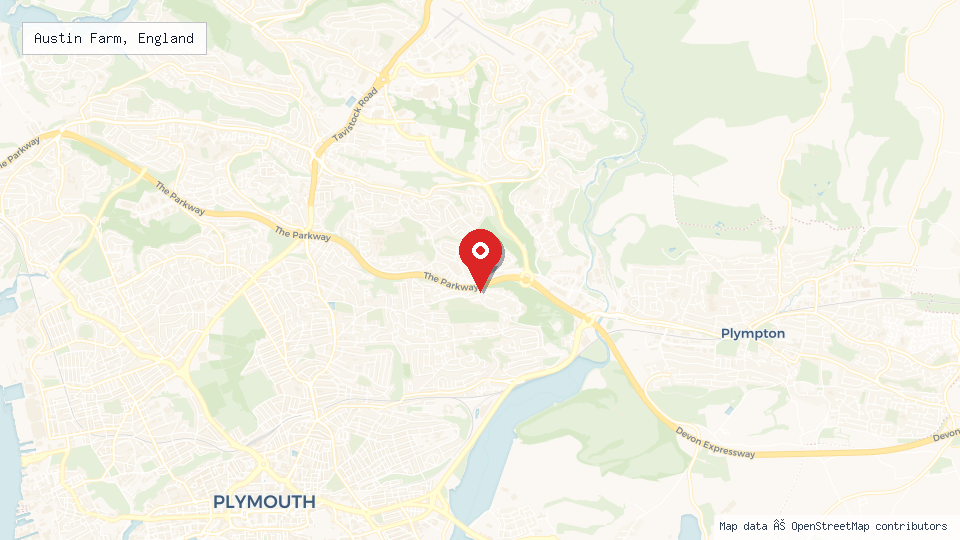 Street map of Austin Farm, England with location pin