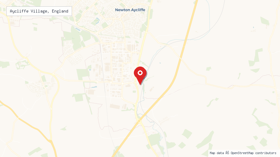 Street map of Aycliffe Village, England with location pin
