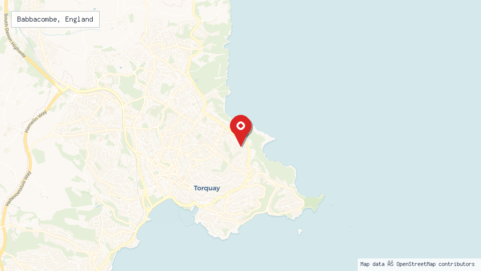 Street map of Babbacombe, England with location pin