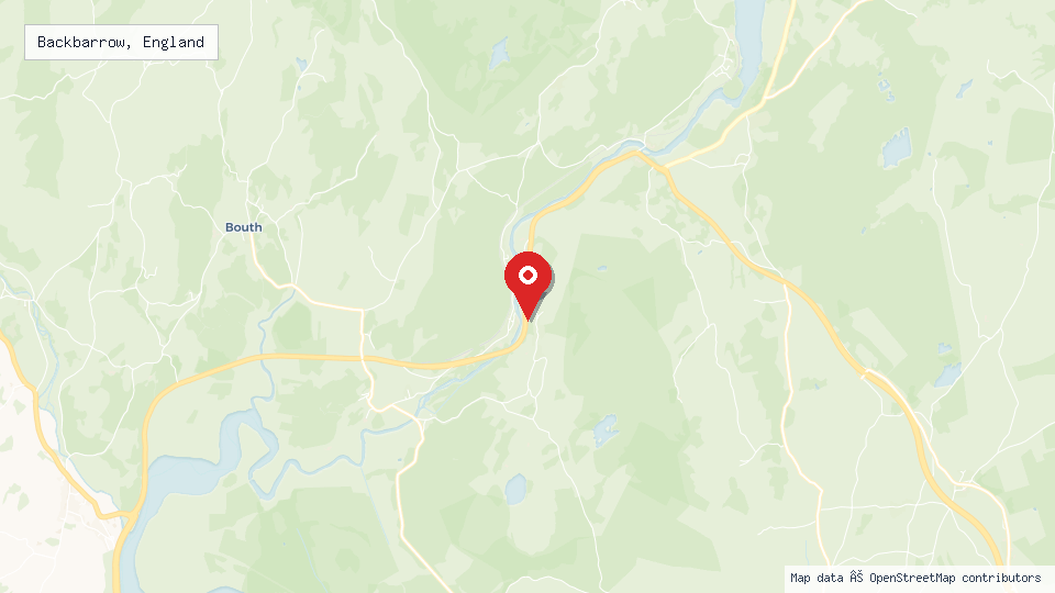 Street map of Backbarrow, England with location pin