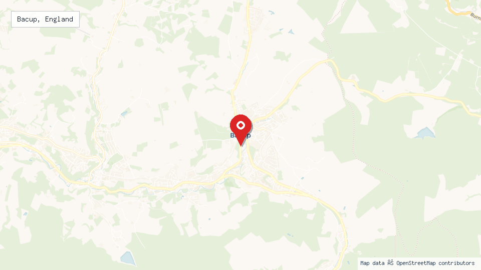 Street map of Bacup, England with location pin