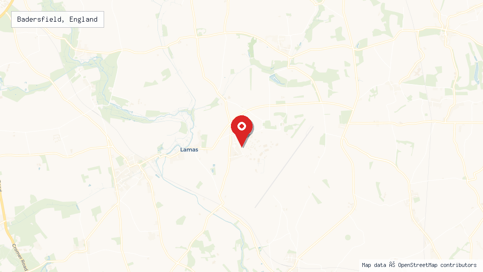 Street map of Badersfield, England with location pin