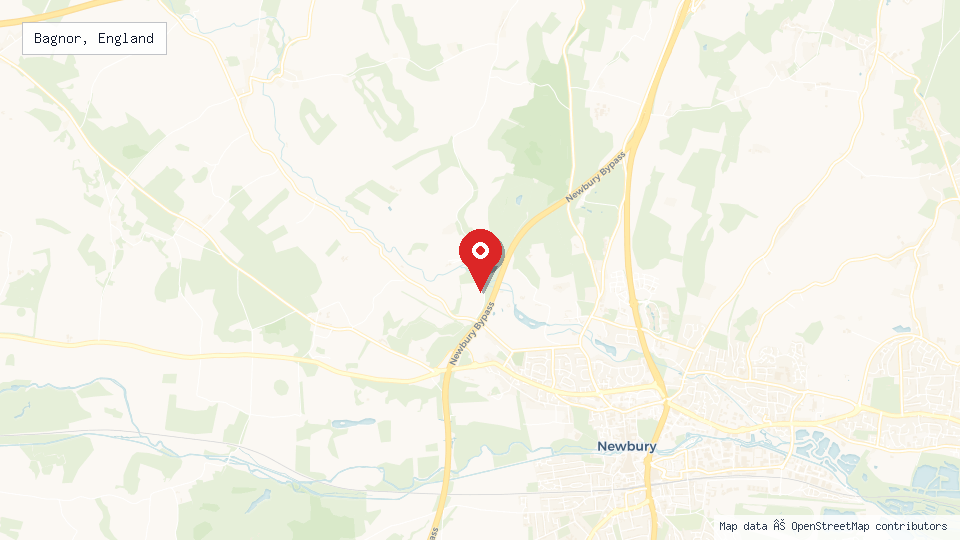 Street map of Bagnor, England with location pin