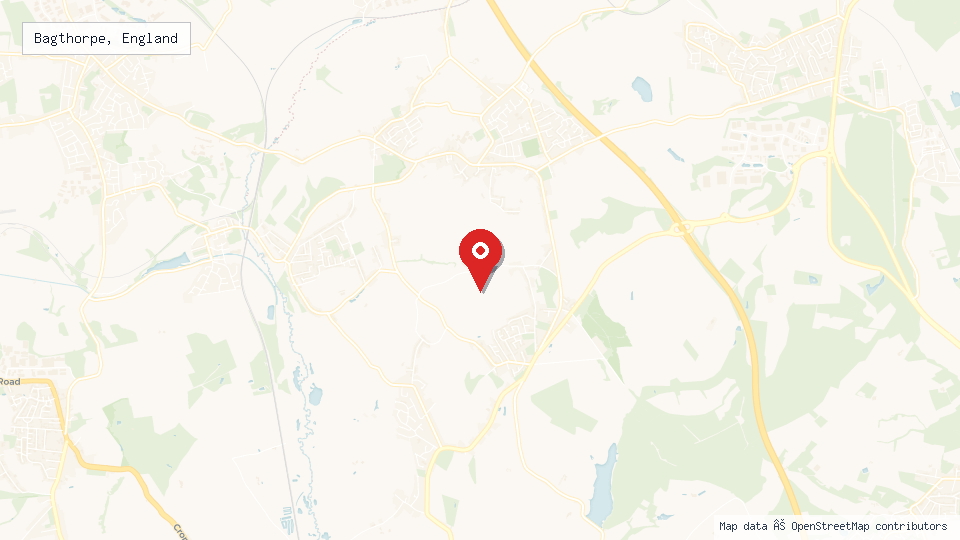 Street map of Bagthorpe, England with location pin