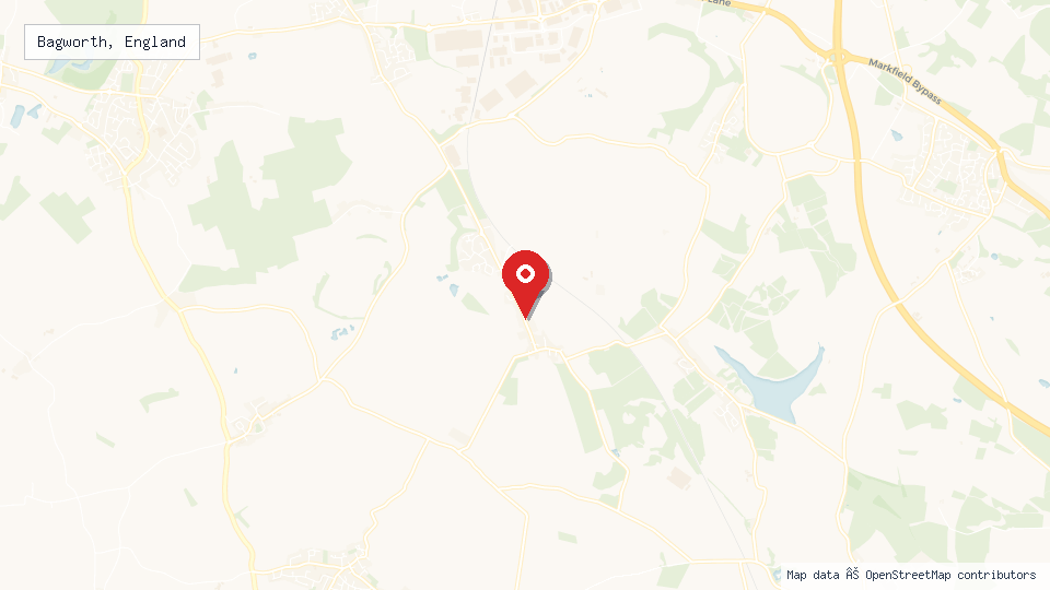 Street map of Bagworth, England with location pin