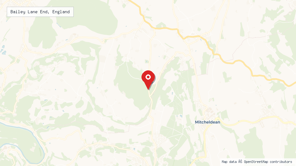 Street map of Bailey Lane End, England with location pin