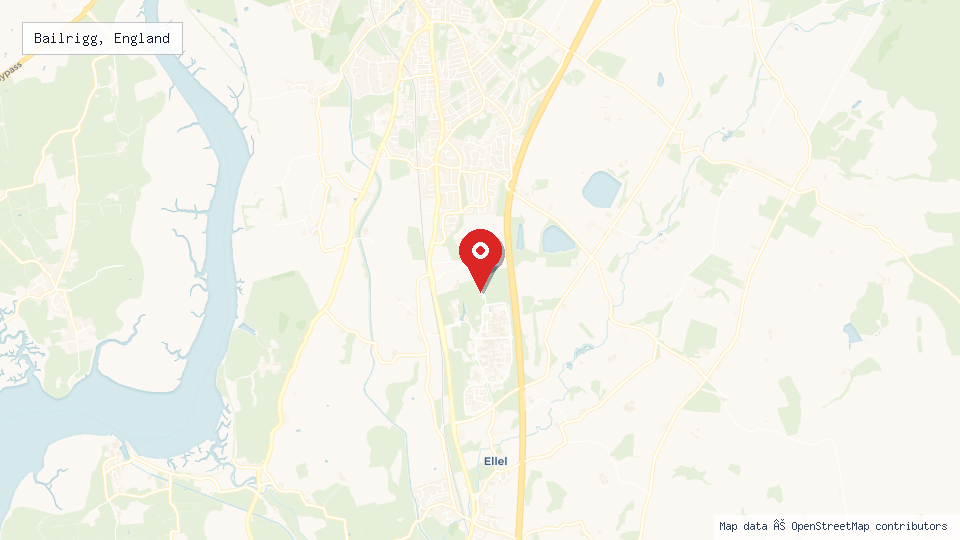 Street map of Bailrigg, England with location pin