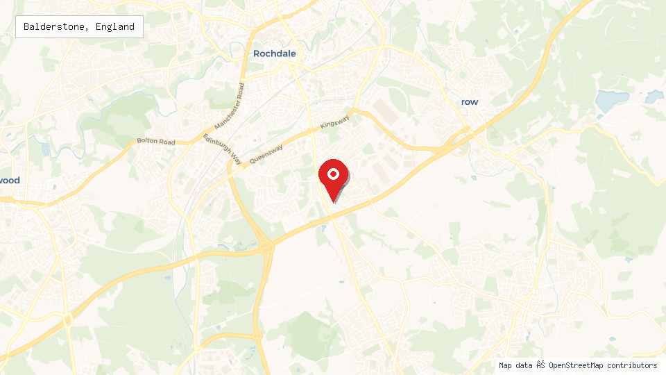 Street map of Balderstone, England with location pin