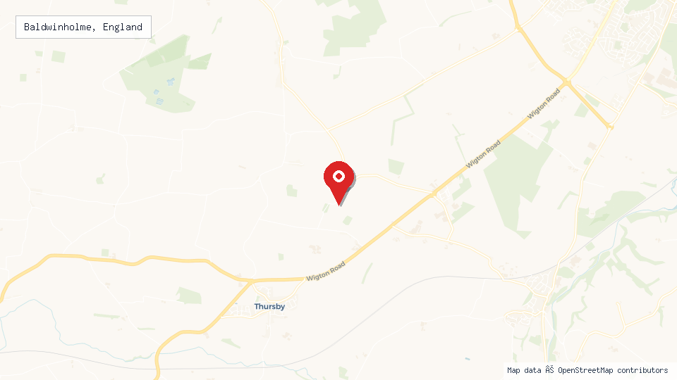 Street map of Baldwinholme, England with location pin