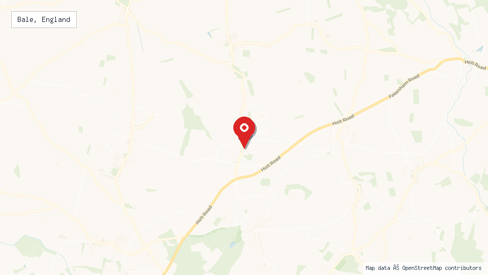 Street map of Bale, England with location pin