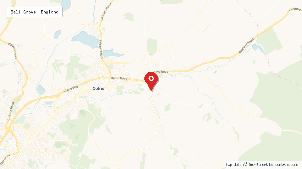 Street map of Ball Grove, England with location pin