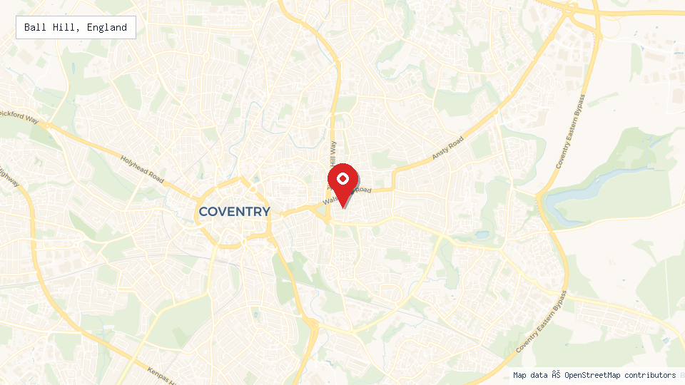 Street map of Ball Hill, England with location pin