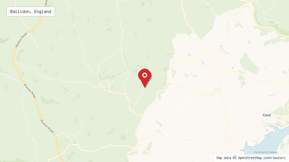 Street map of Ballidon, England with location pin