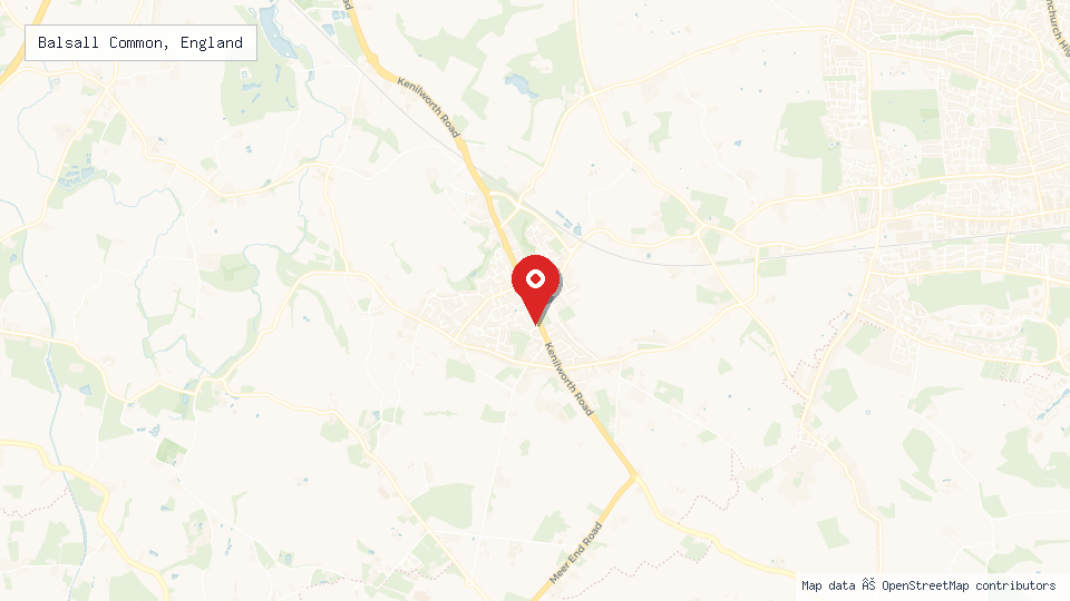 Street map of Balsall Common, England with location pin