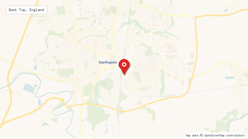 Street map of Bank Top, England with location pin