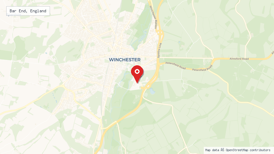 Street map of Bar End, England with location pin