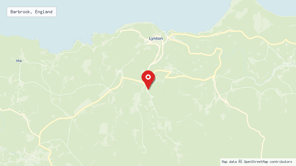 Street map of Barbrook, England with location pin
