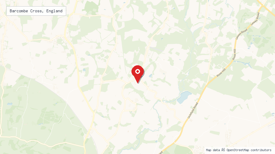 Street map of Barcombe Cross, England with location pin