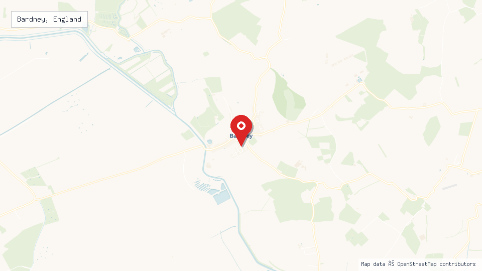 Street map of Bardney, England with location pin