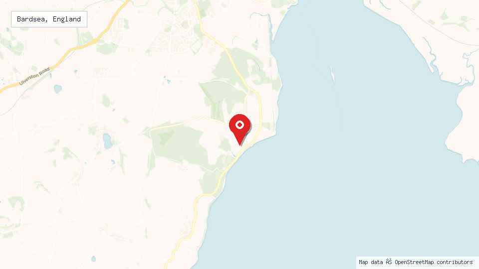Street map of Bardsea, England with location pin