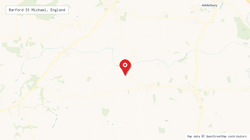 Street map of Barford St Michael, England with location pin