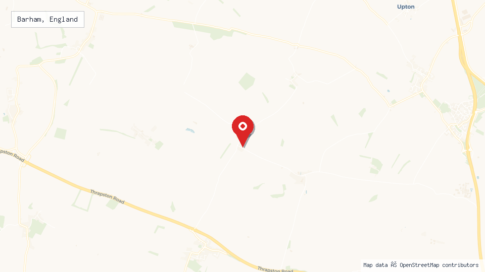 Street map of Barham, England with location pin