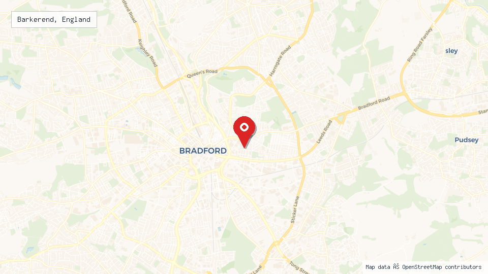Street map of Barkerend, England with location pin