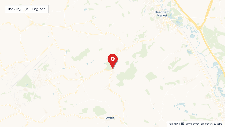 Street map of Barking Tye, England with location pin