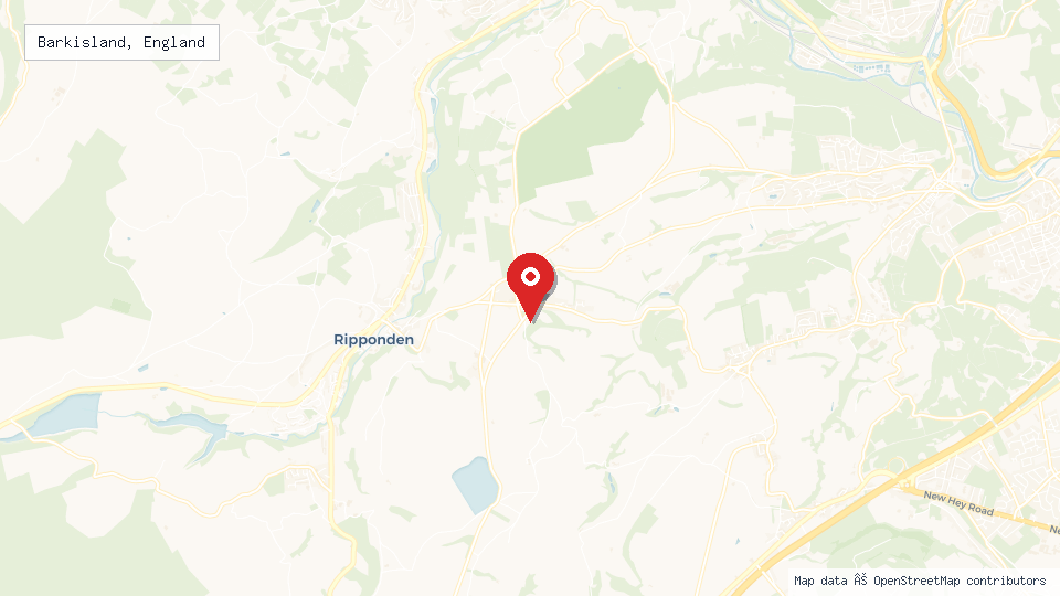 Street map of Barkisland, England with location pin