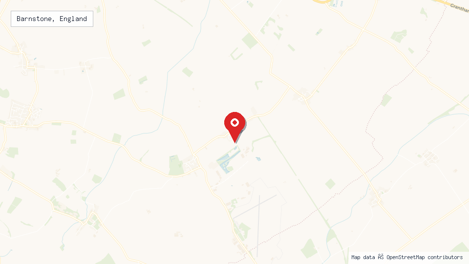 Street map of Barnstone, England with location pin