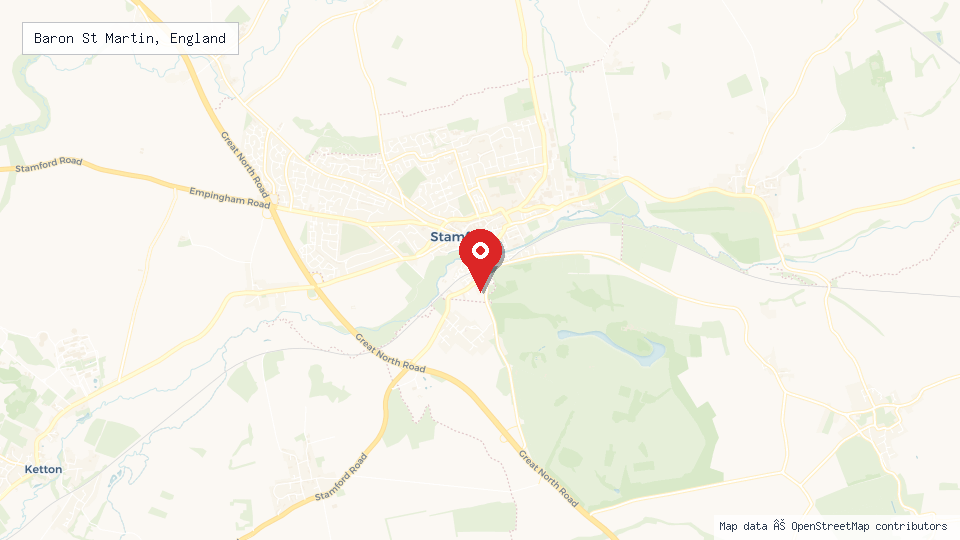 Street map of Baron St Martin, England with location pin