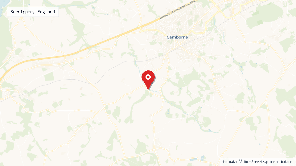 Street map of Barripper, England with location pin