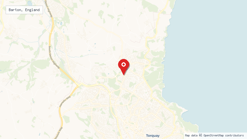 Street map of Barton, England with location pin