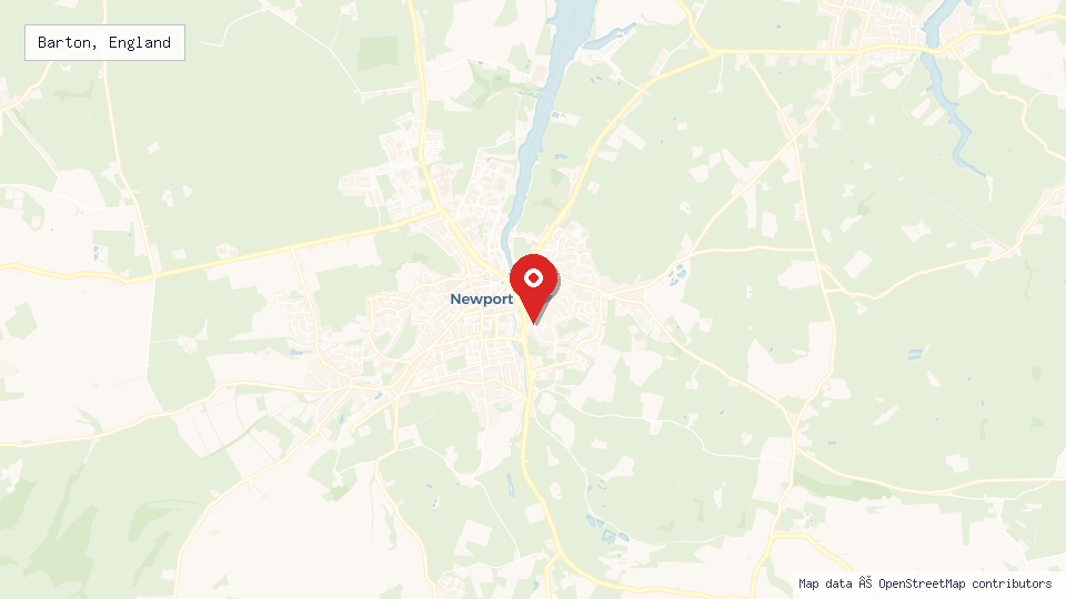 Street map of Barton, England with location pin