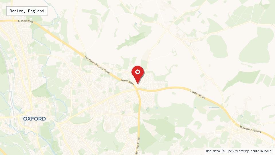 Street map of Barton, England with location pin