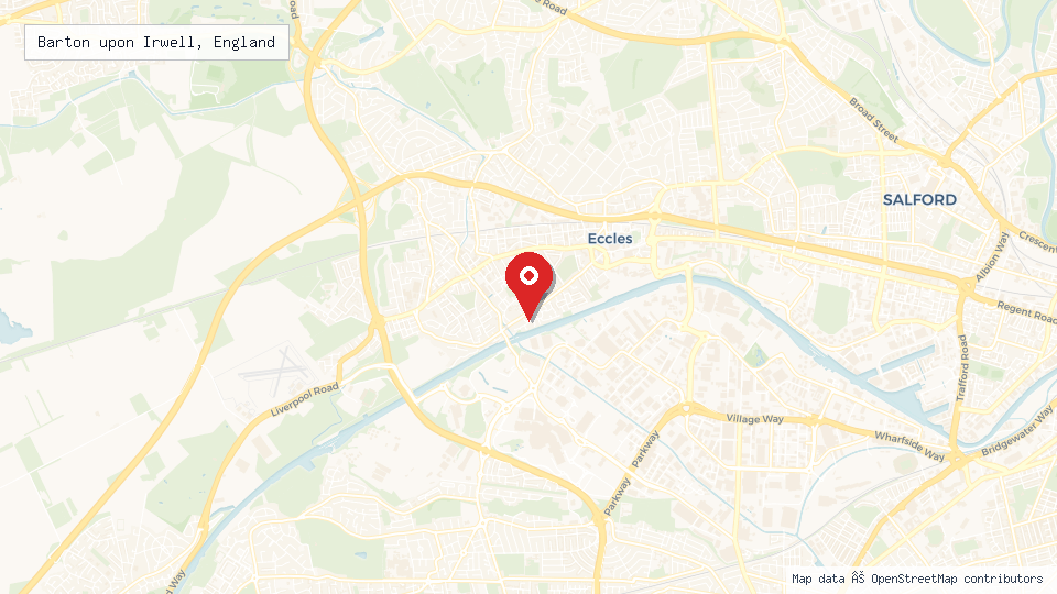 Street map of Barton upon Irwell, England with location pin