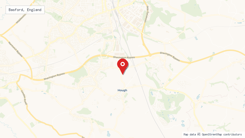 Street map of Basford, England with location pin
