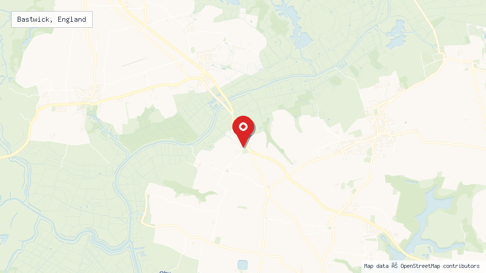 Street map of Bastwick, England with location pin