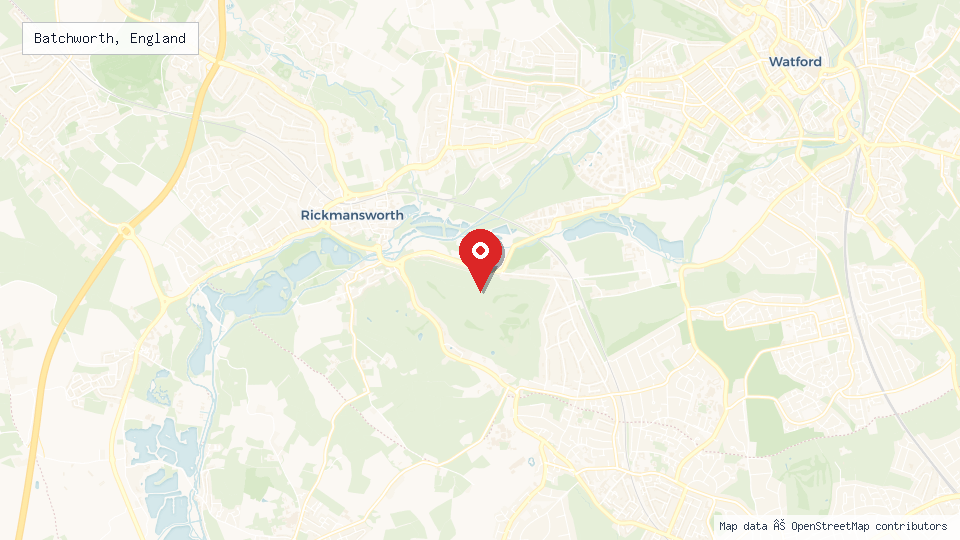 Street map of Batchworth, England with location pin