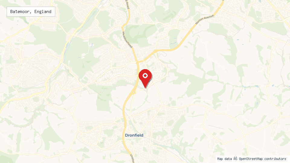 Street map of Batemoor, England with location pin