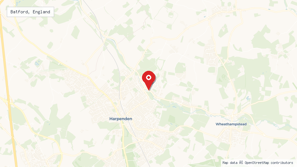 Street map of Batford, England with location pin