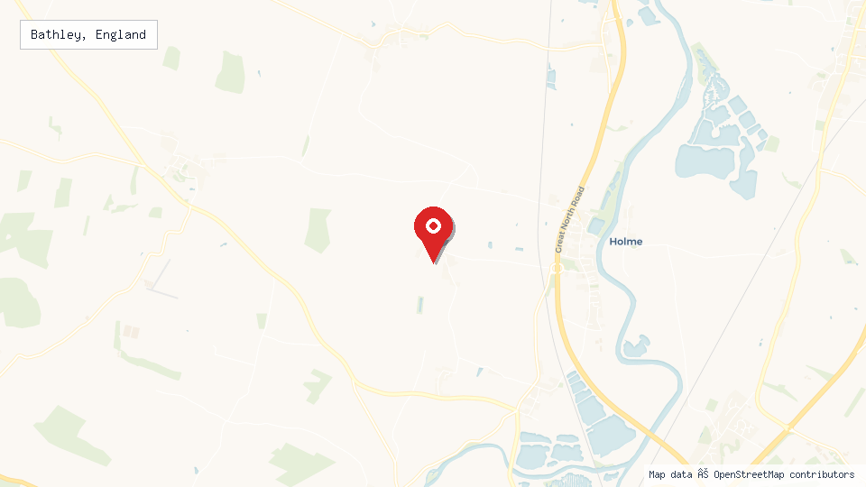 Street map of Bathley, England with location pin