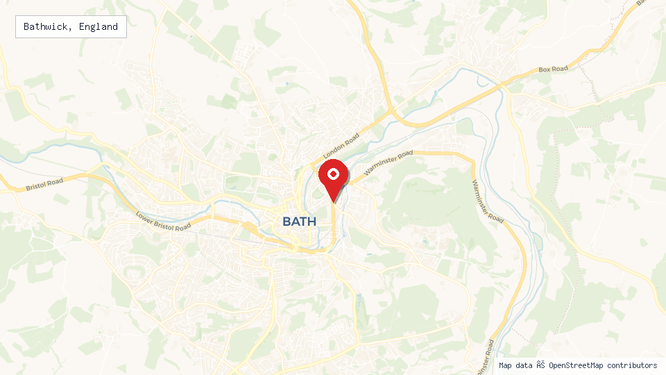 Street map of Bathwick, England with location pin