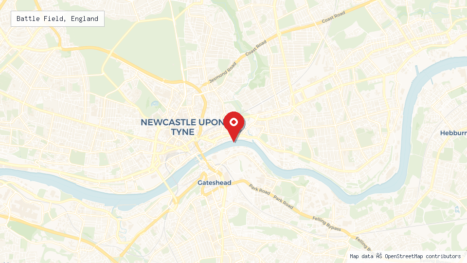 Street map of Battle Field, England with location pin