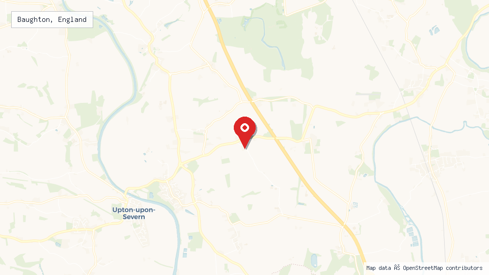 Street map of Baughton, England with location pin